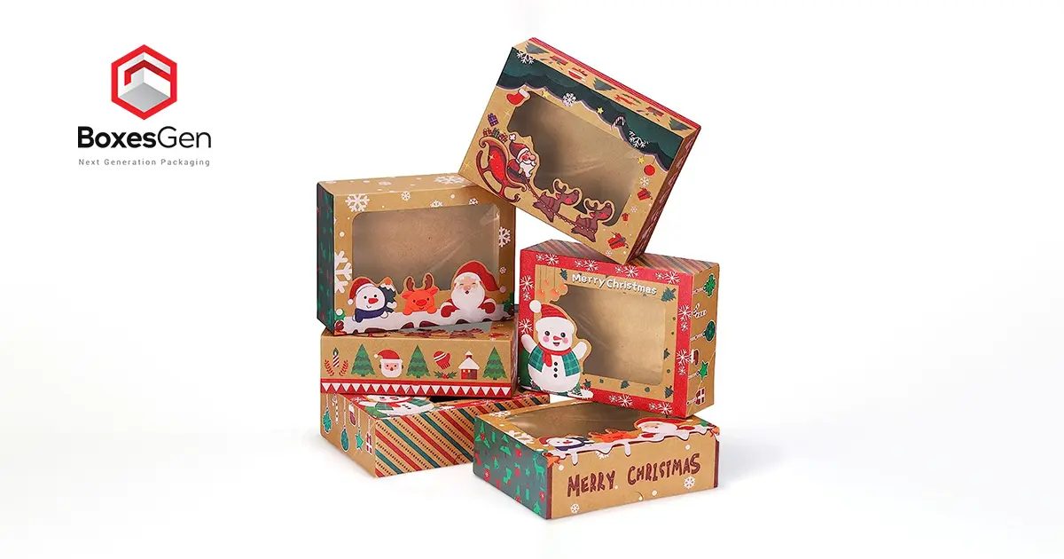 Christmas Cookie Boxes with Window and Logo
