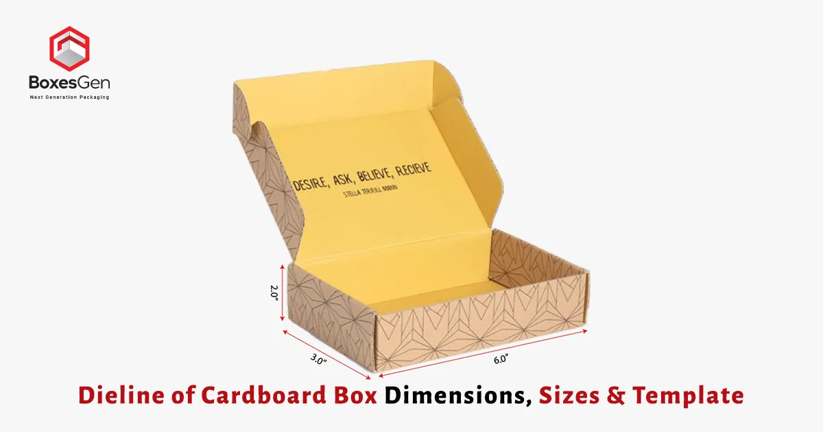Dieline of Cardboard Box Dimensions, Sizes & Template
