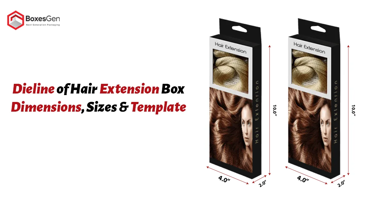 Dieline of Hair Extension Box Dimensions, Sizes & Template
