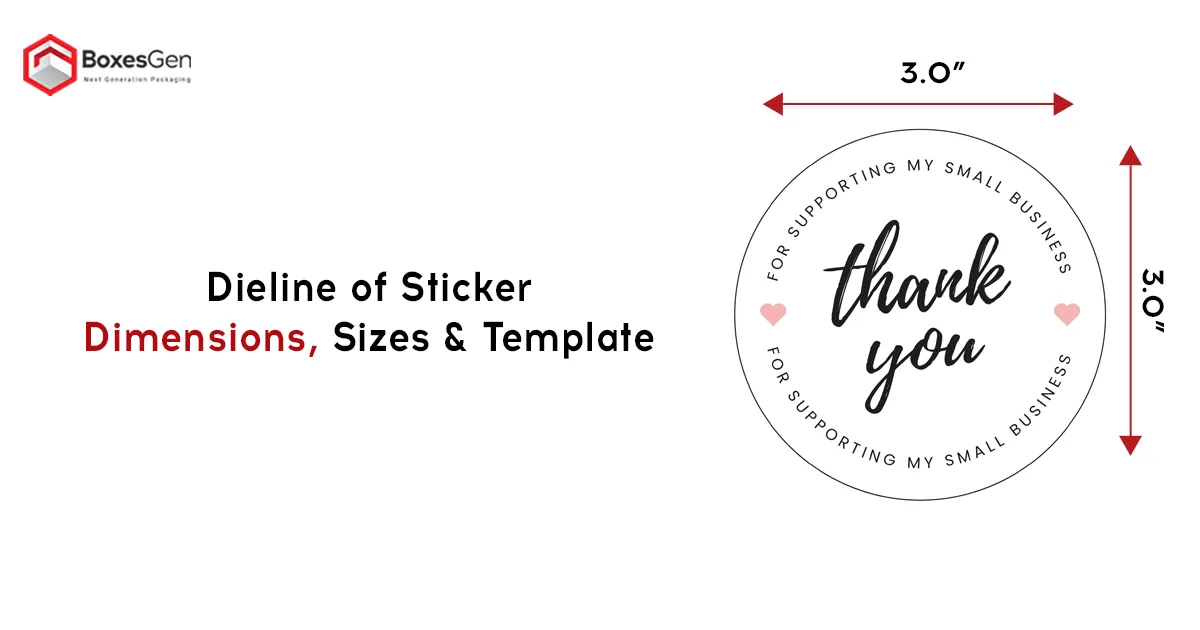 Dieline of Sticker Dimensions, Sizes & Template