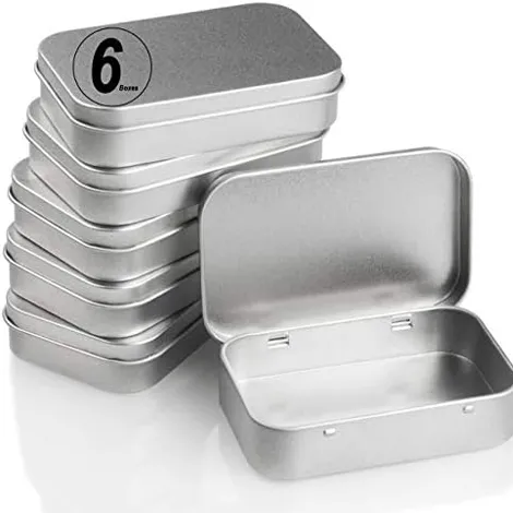 tin box with hinged lid